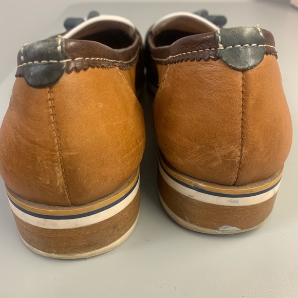 Pikolinos 37 Moccasins Flat Boat Shoes Cognac white leather - Picture 2 of 7